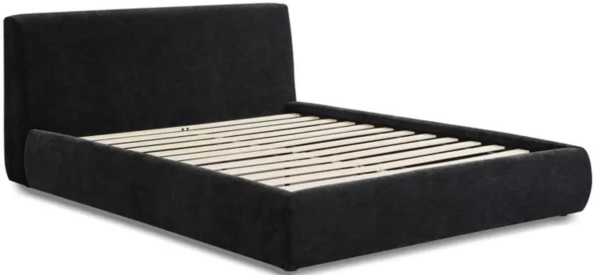 Isla Black Textured Velvet Queen Bed