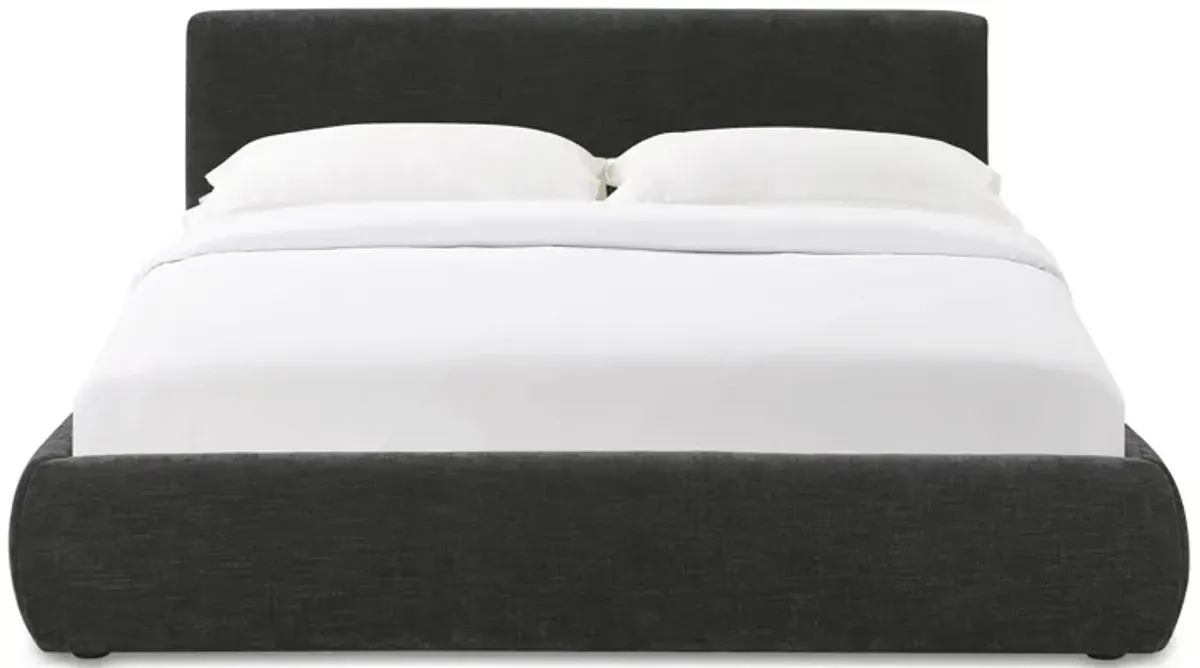 Isla Charcoal Textured Velvet Queen Bed