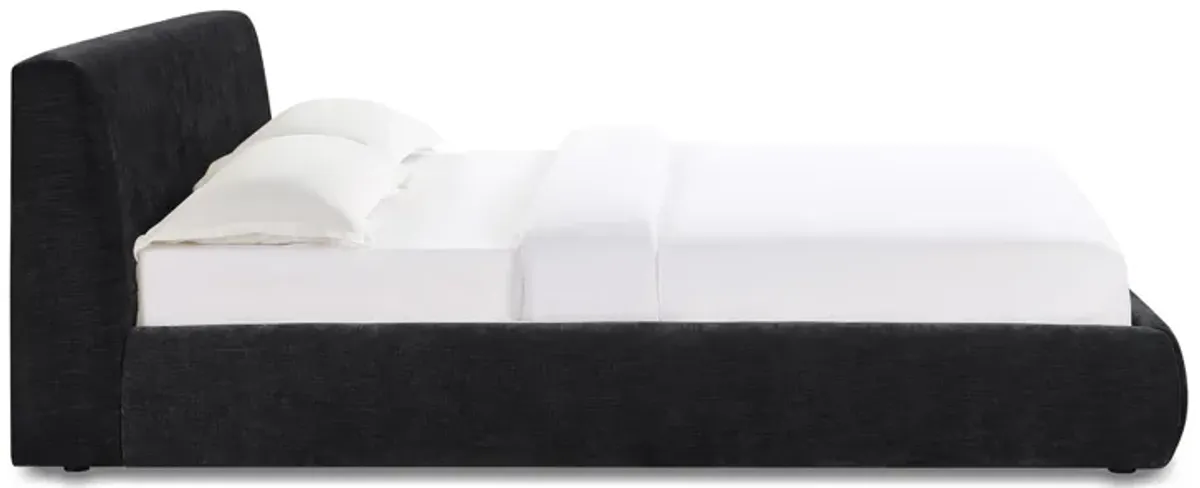 Isla Black Textured Velvet Queen Bed