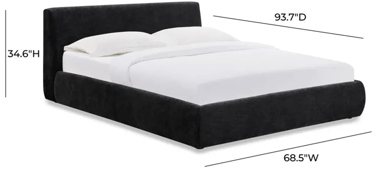 Isla Black Textured Velvet Queen Bed