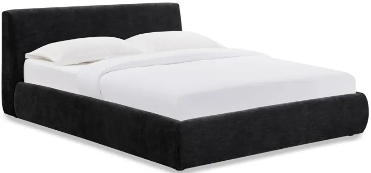 Isla Charcoal Textured Velvet Queen Bed