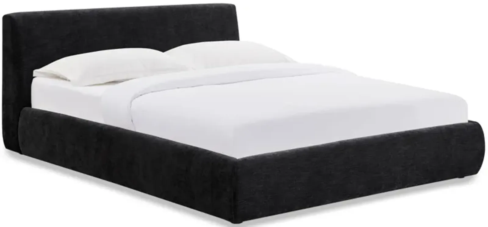 Isla Black Textured Velvet Queen Bed