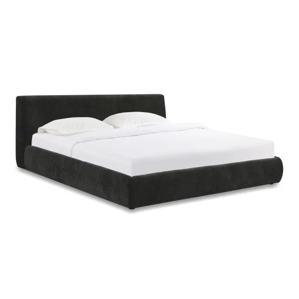 Isla Charcoal Textured Velvet Queen Bed