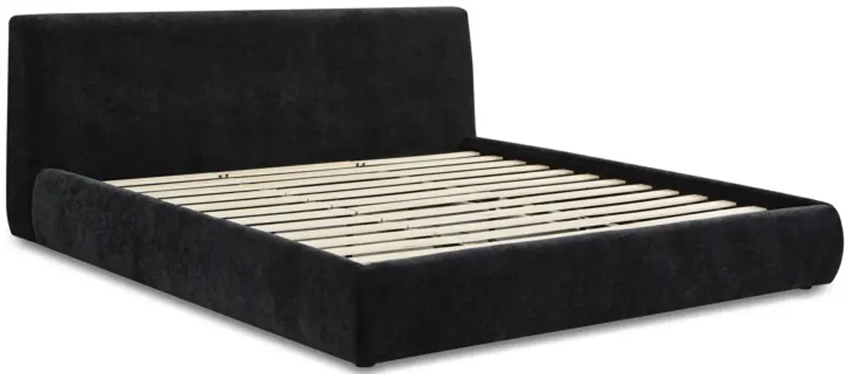 Isla Black Textured Velvet King Bed