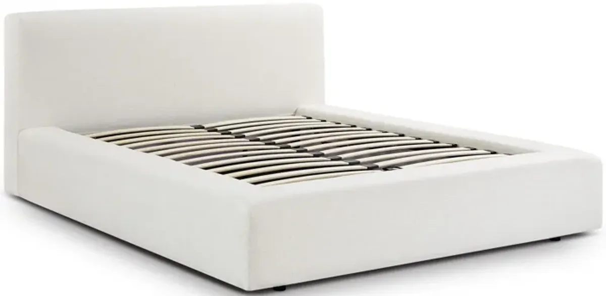 Meena Cream Upcycled Linen Storage Queen Bed