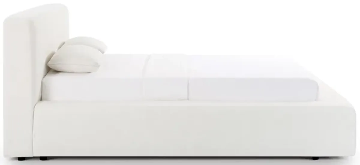 Meena Cream Upcycled Linen Storage Queen Bed