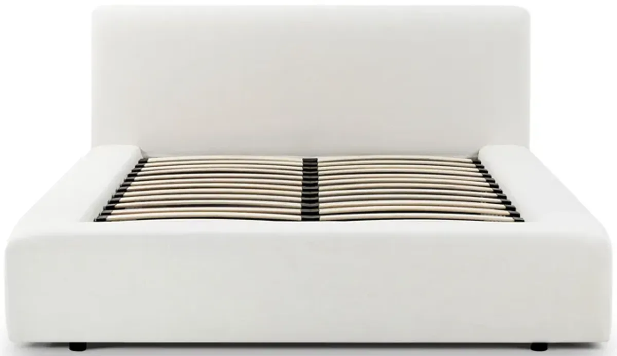 Meena Cream Upcycled Linen Storage Queen Bed