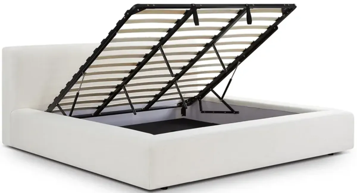 Meena Cream Upcycled Linen Storage King Bed