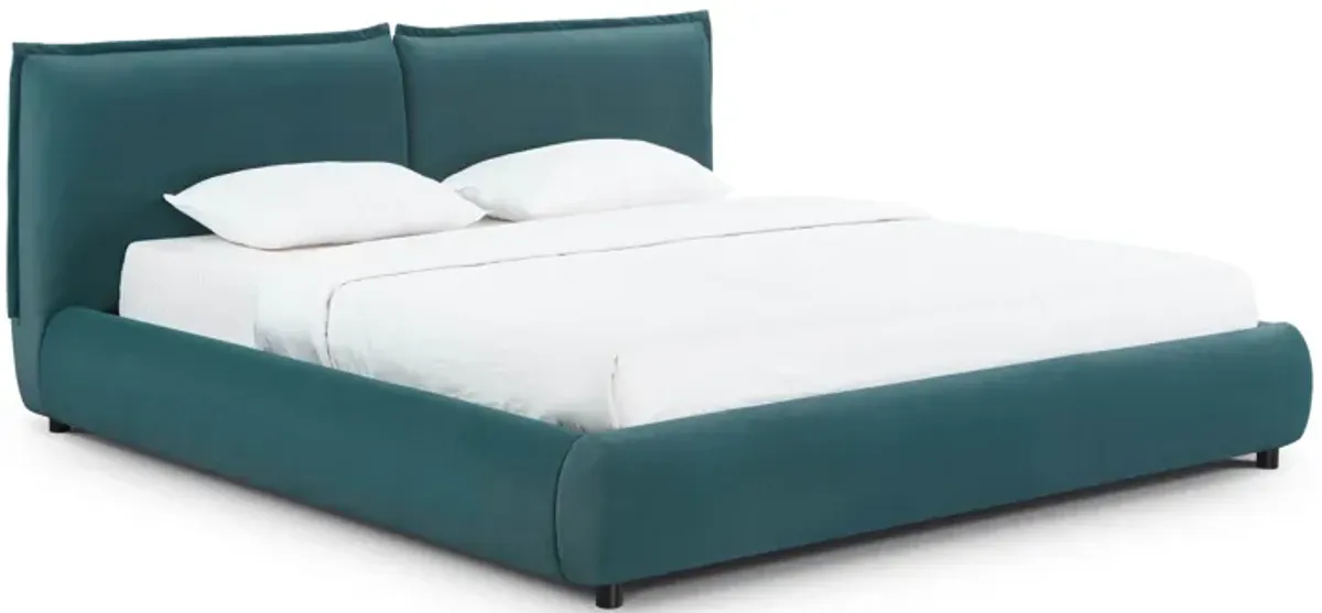 Mel Teal Faux Mohair King Bed