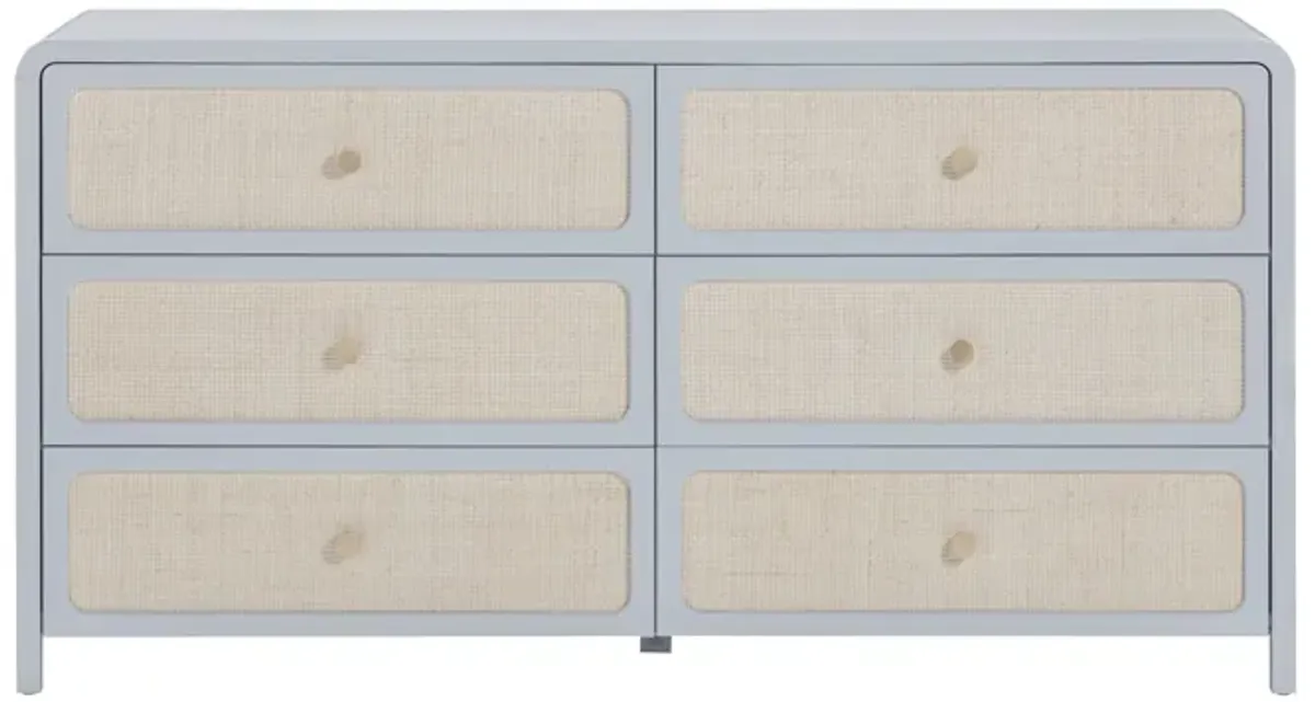 Patty Pastel Blue Rattan 6 Drawer Dresser