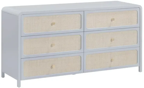 Patty Pastel Blue Rattan 6 Drawer Dresser