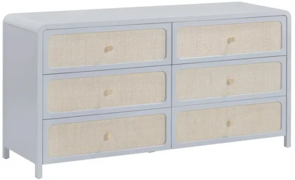 Patty Pastel Blue Rattan 6 Drawer Dresser