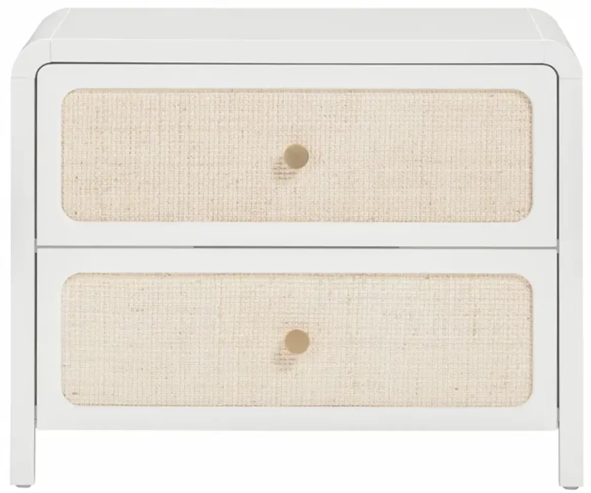 Patty White Rattan 2 Drawer Nightstand