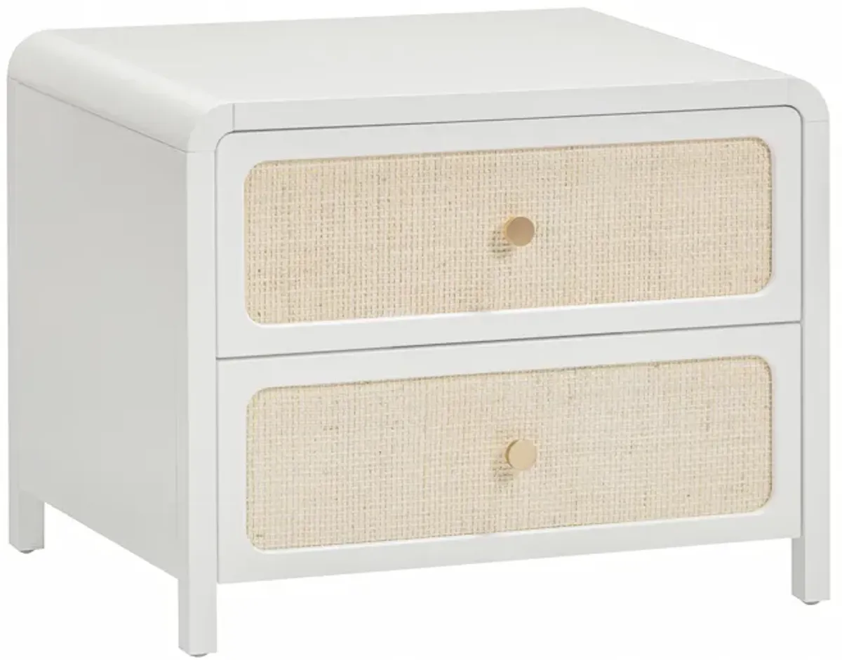 Patty White Rattan 2 Drawer Nightstand