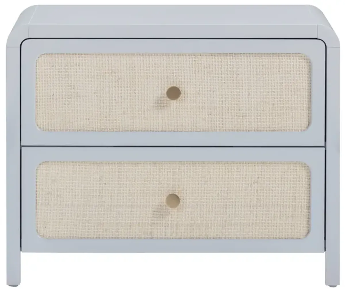 Patty Pastel Blue Rattan 2 Drawer Nightstand