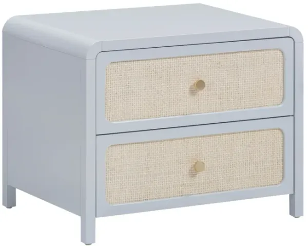 Patty Pastel Blue Rattan 2 Drawer Nightstand