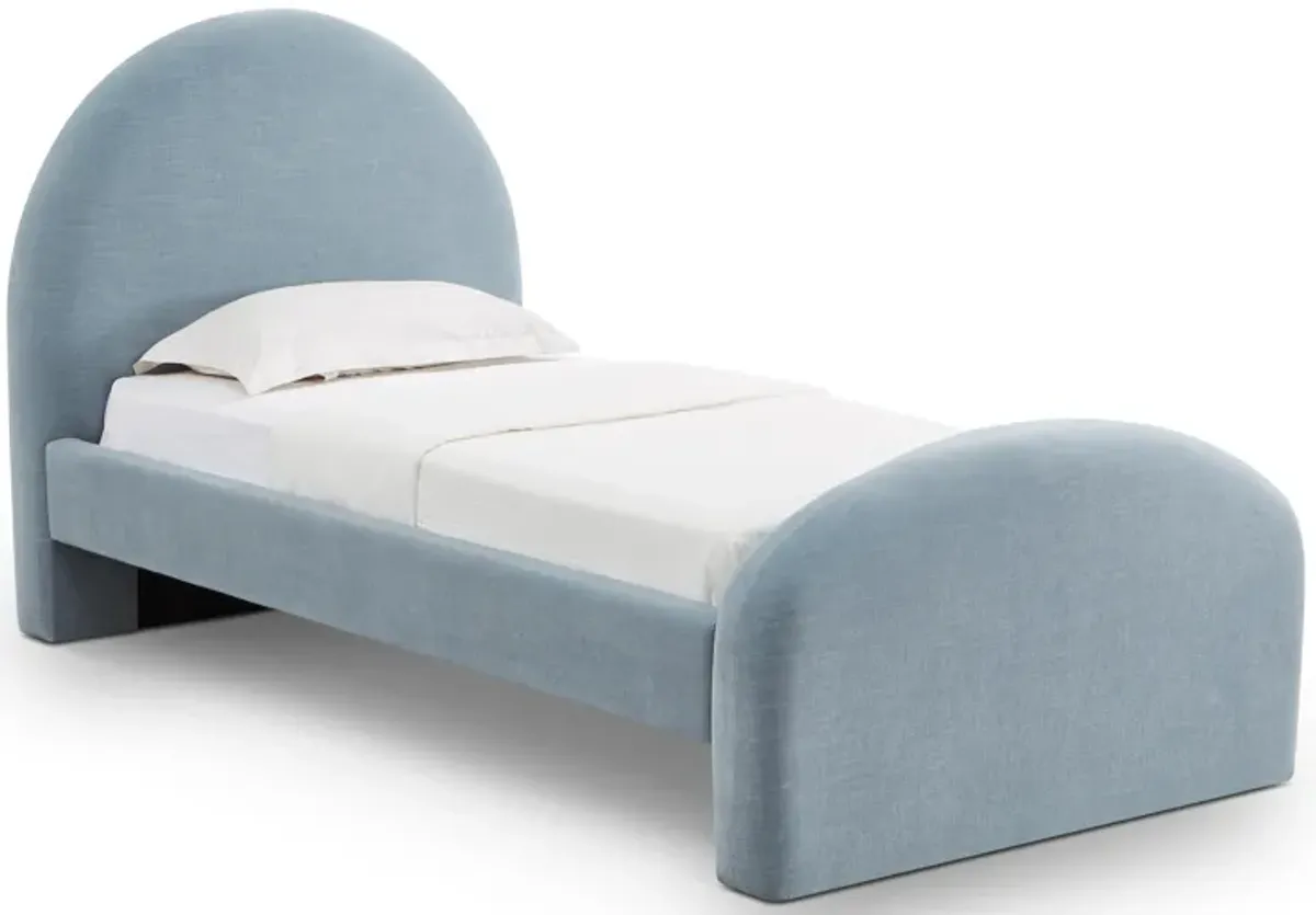 Moon Chambray Blue Chenille Twin Bed