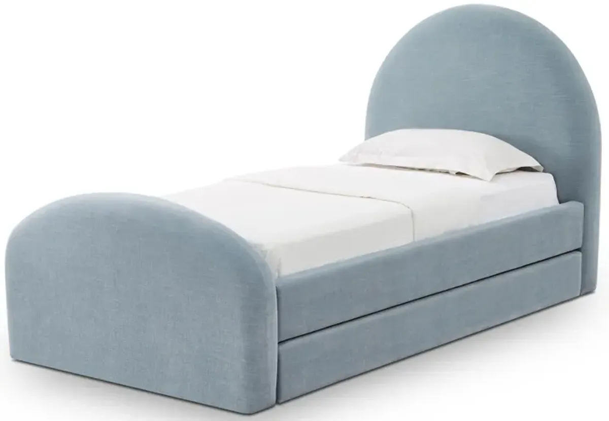 Moon Chambray Blue Chenille Twin Trundle Bed