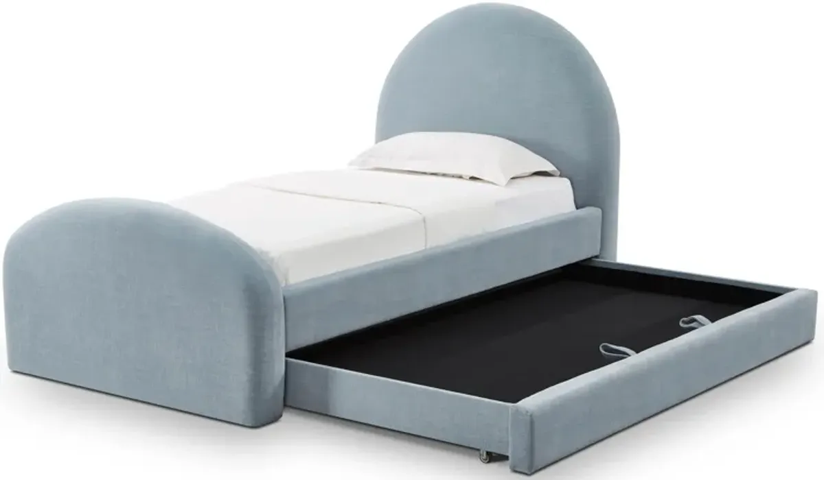 Moon Chambray Blue Performance Chenille Twin Trundle Bed
