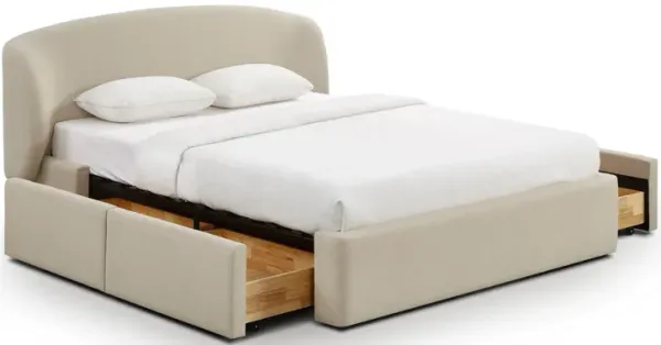 Corey Taupe Upcycled Linen Queen Storage Bed