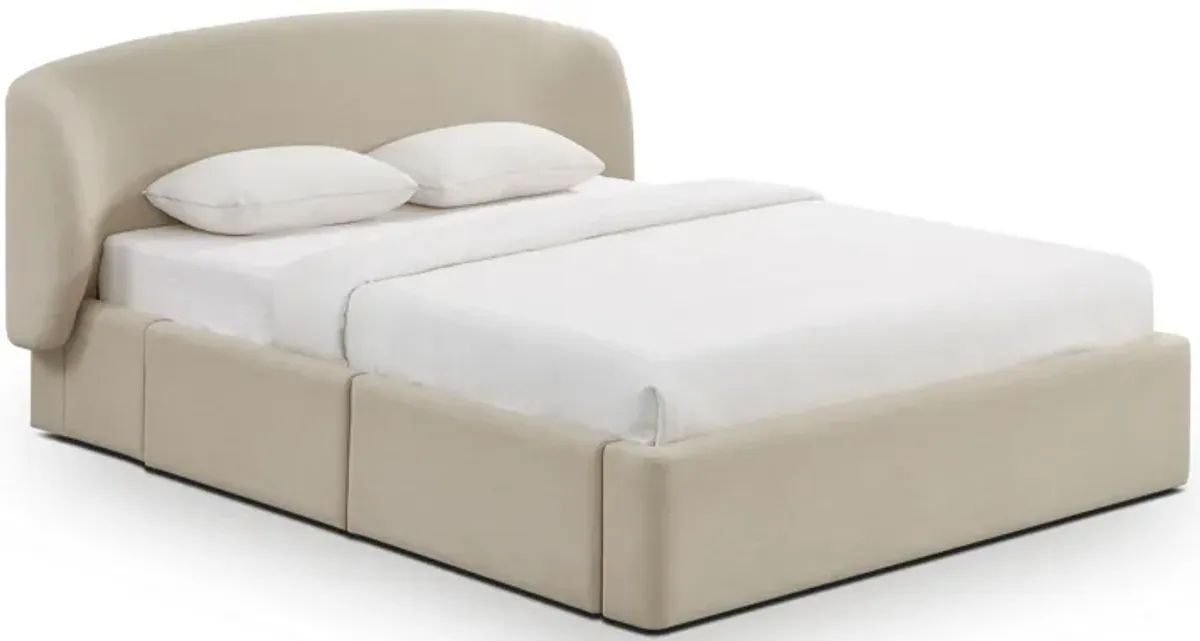 Corey Taupe Upcycled Linen Queen Storage Bed