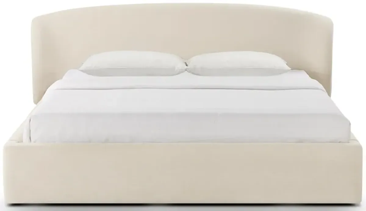 Corey Cream Upcycled Linen King Storage Bed