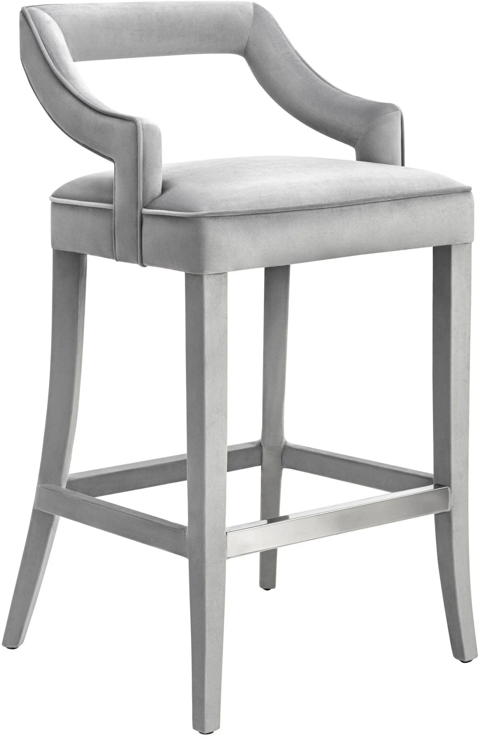 Tiffany Grey Velvet Bar Stool