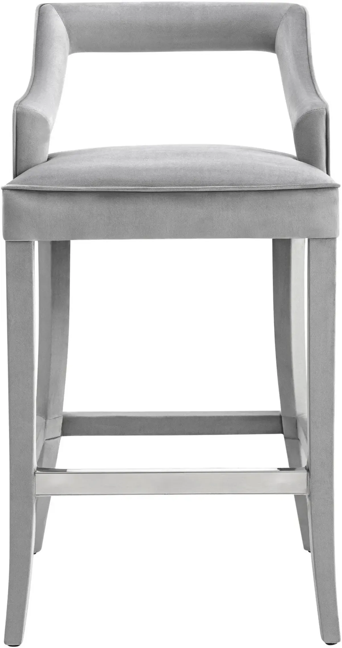 Tiffany Grey Velvet Counter Stool