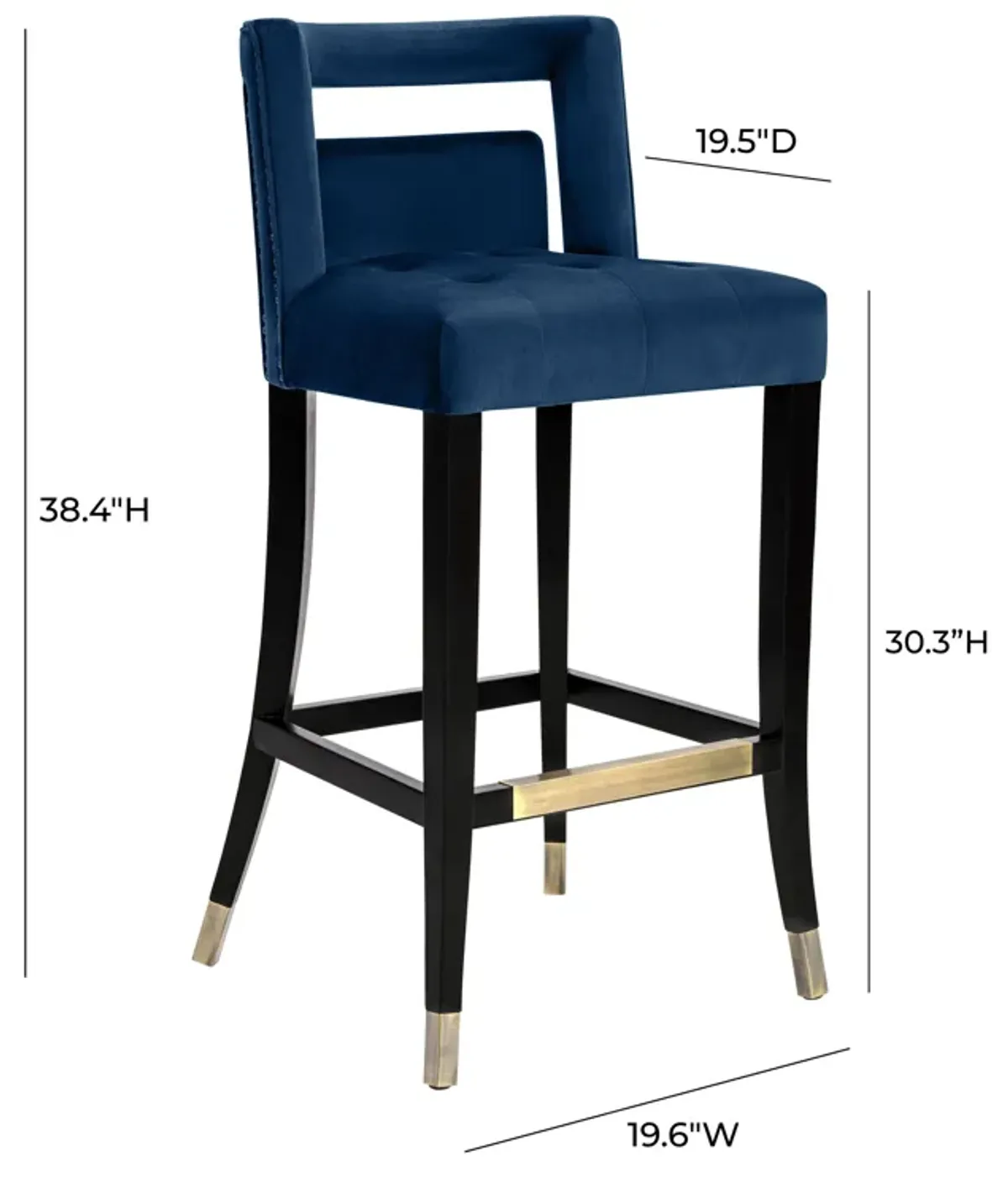 Hart Navy Velvet Bar Stool