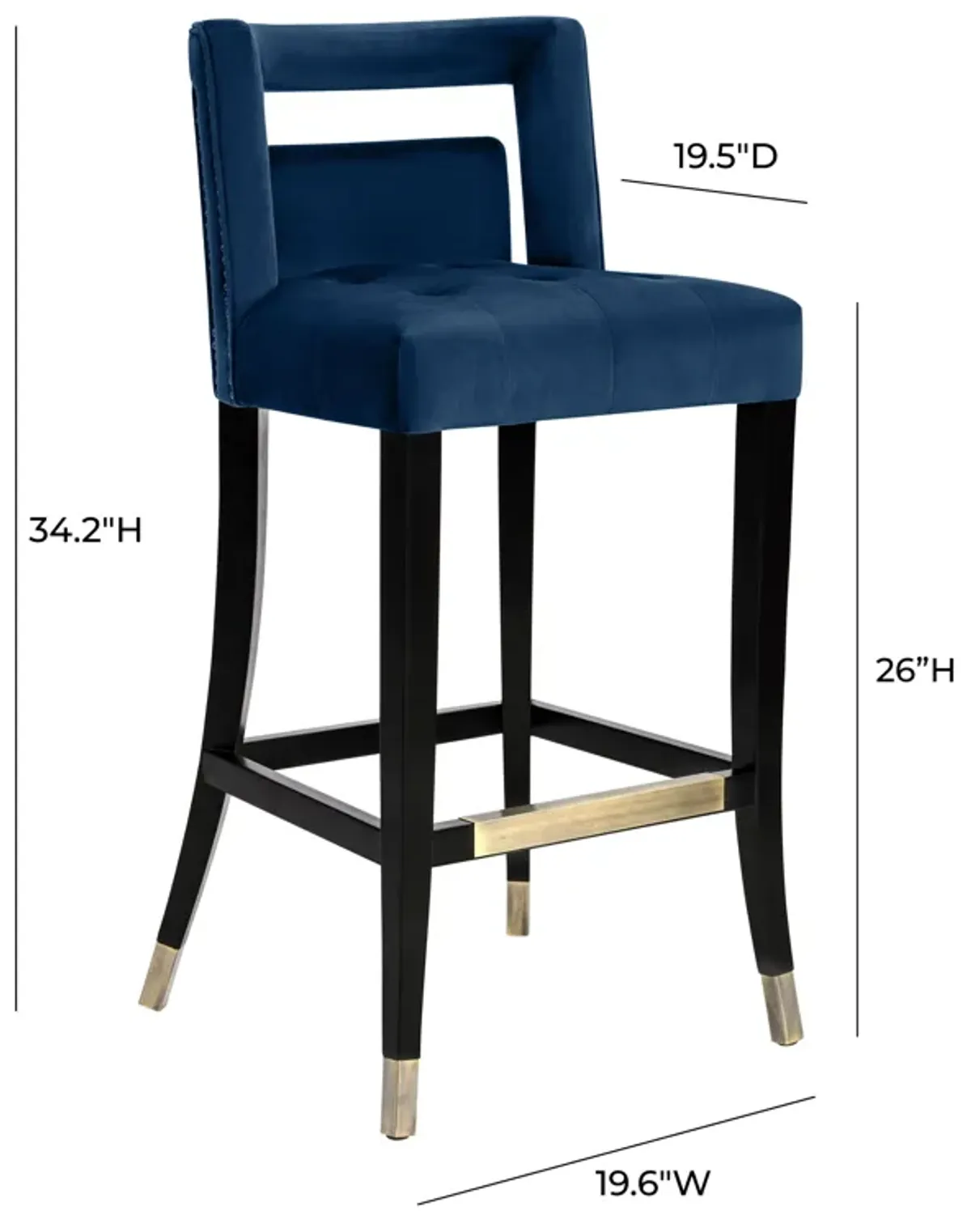 Hart Navy Velvet Counter Stool