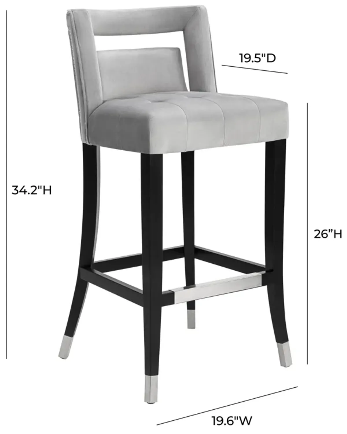 Hart Grey Velvet Counter Stool