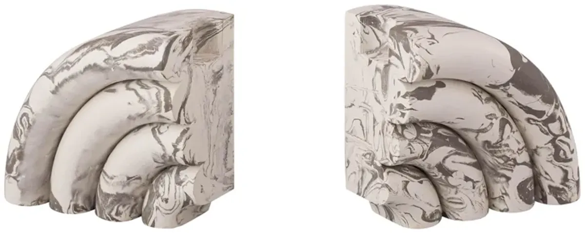 Grey Marble Bookends - Set of 2