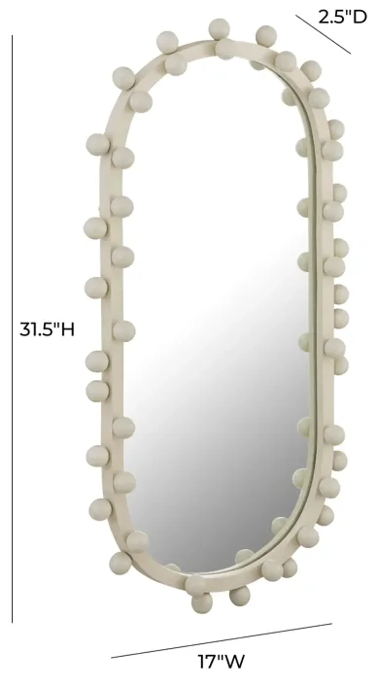 Bubbles Ivory Oval Wall Mirror