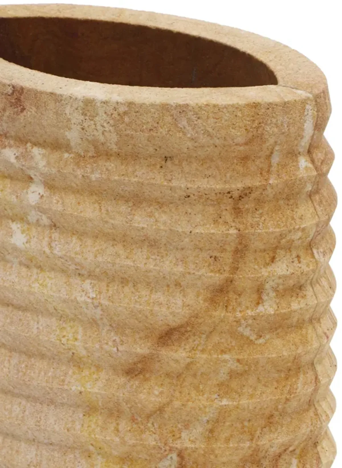 Saava Ribbed Stone Vase in Sandstone