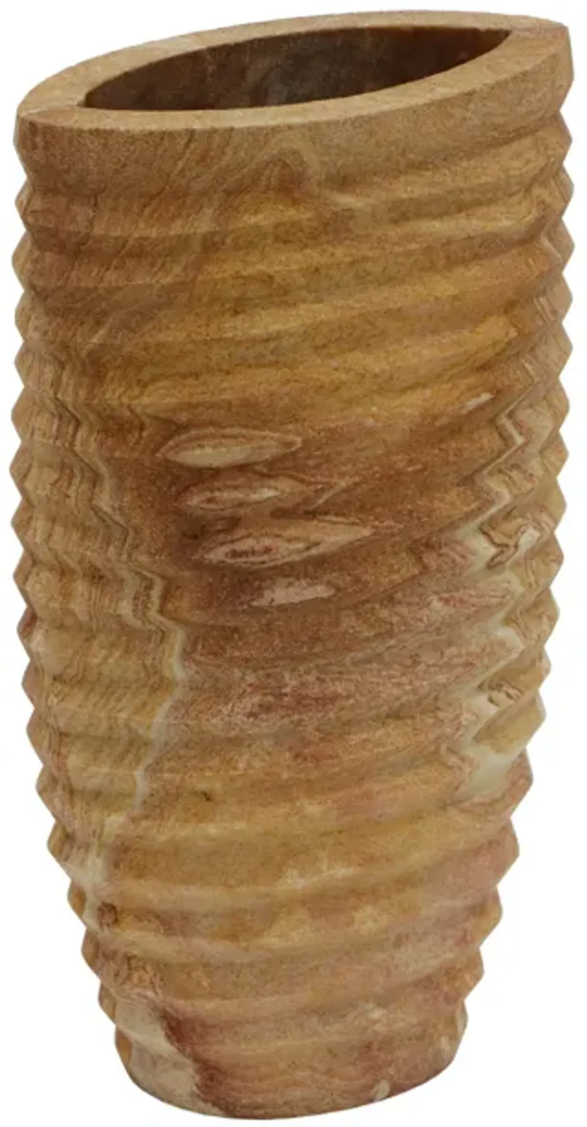 Saava Ribbed Stone Vase in Sandstone