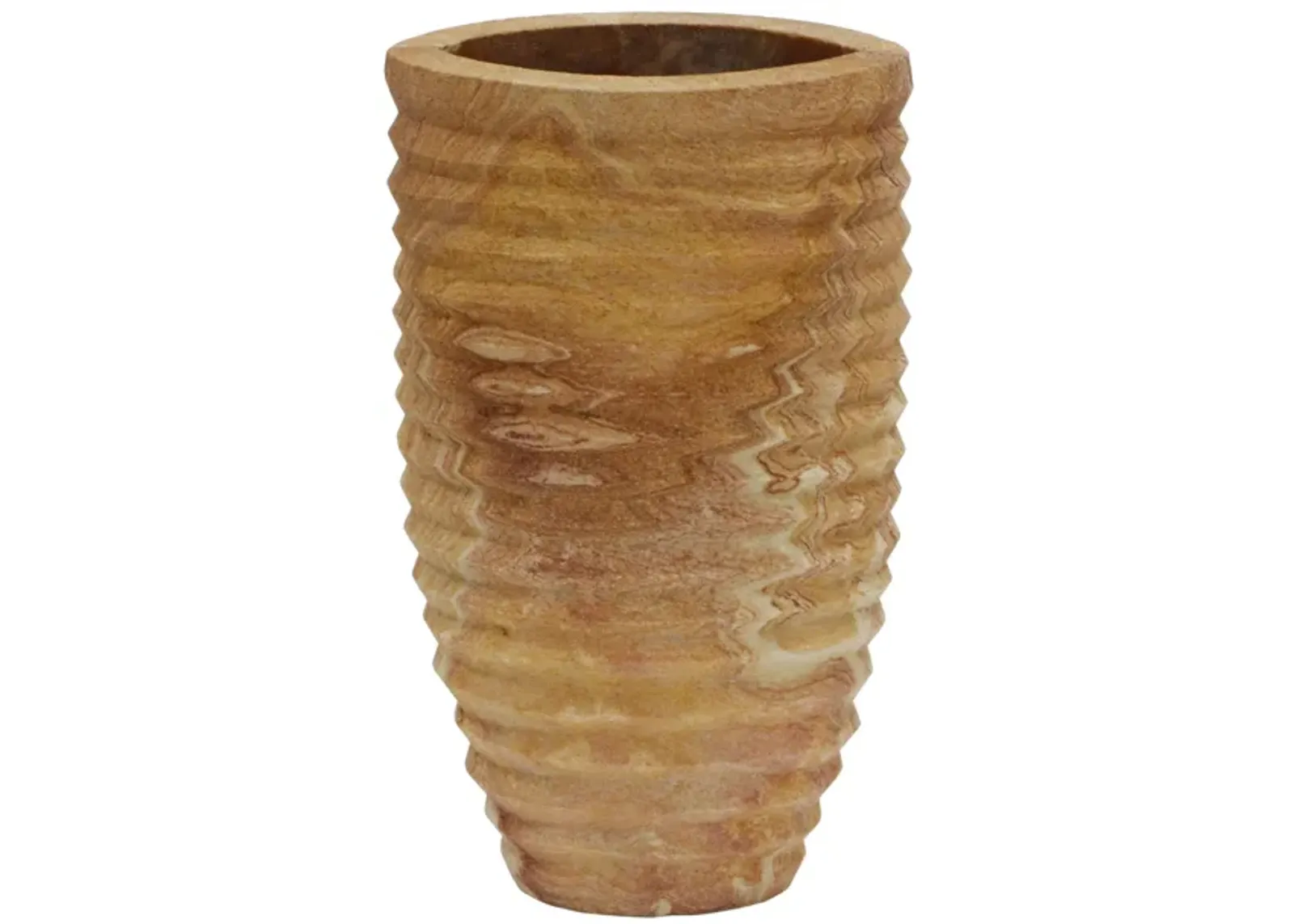 Saava Ribbed Stone Vase in Sandstone