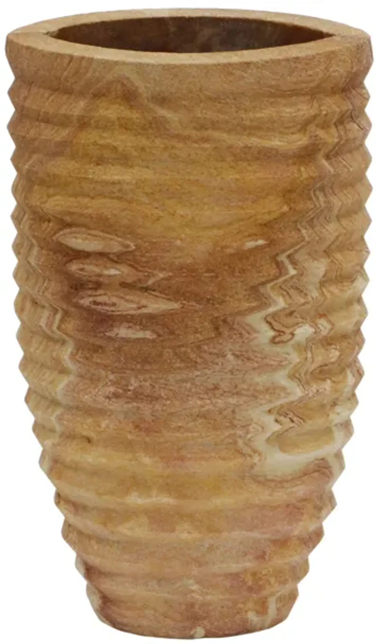 Saava Ribbed Stone Vase in Sandstone