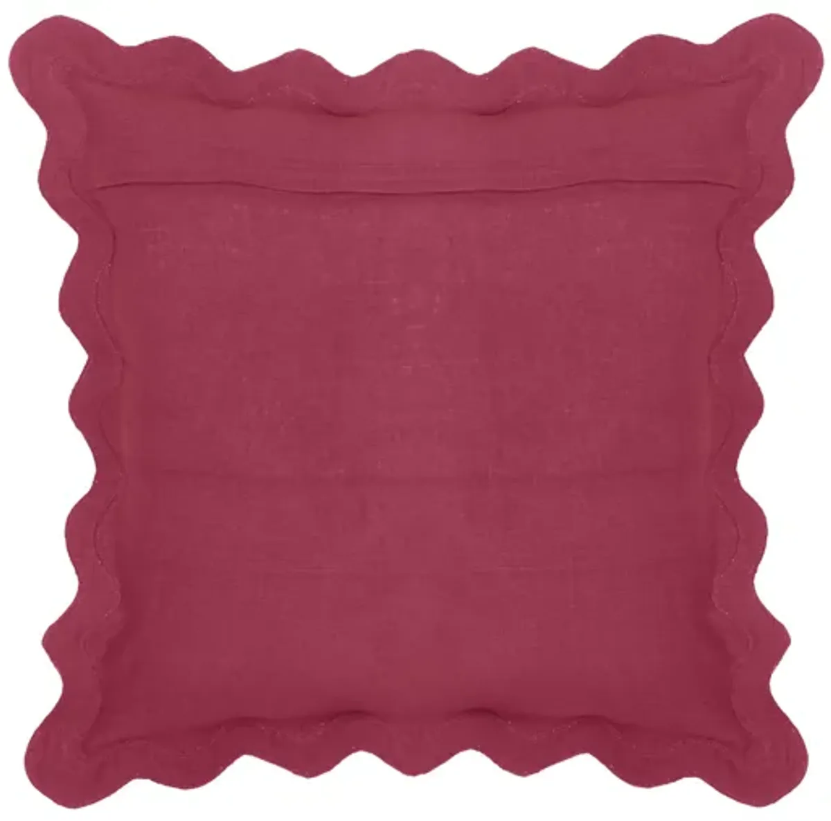 Scalloped Edge Magenta and Pink Cotton Velvet Throw Pillow