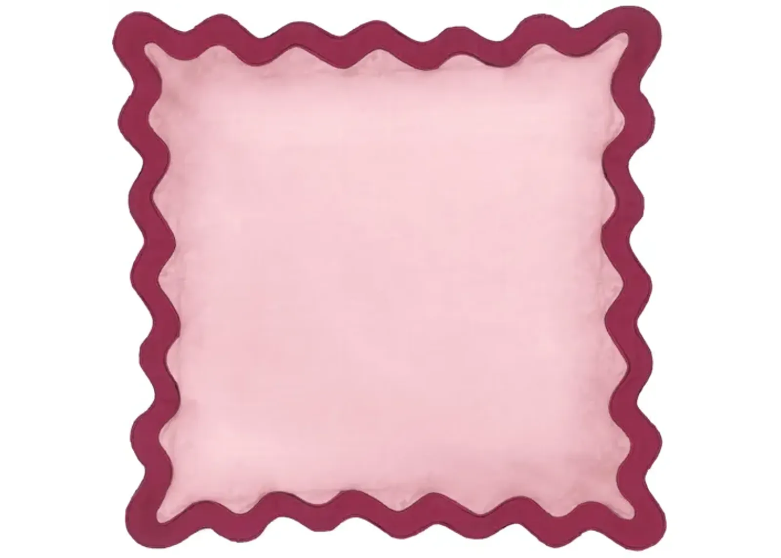 Scalloped Edge Magenta and Pink Cotton Velvet Throw Pillow