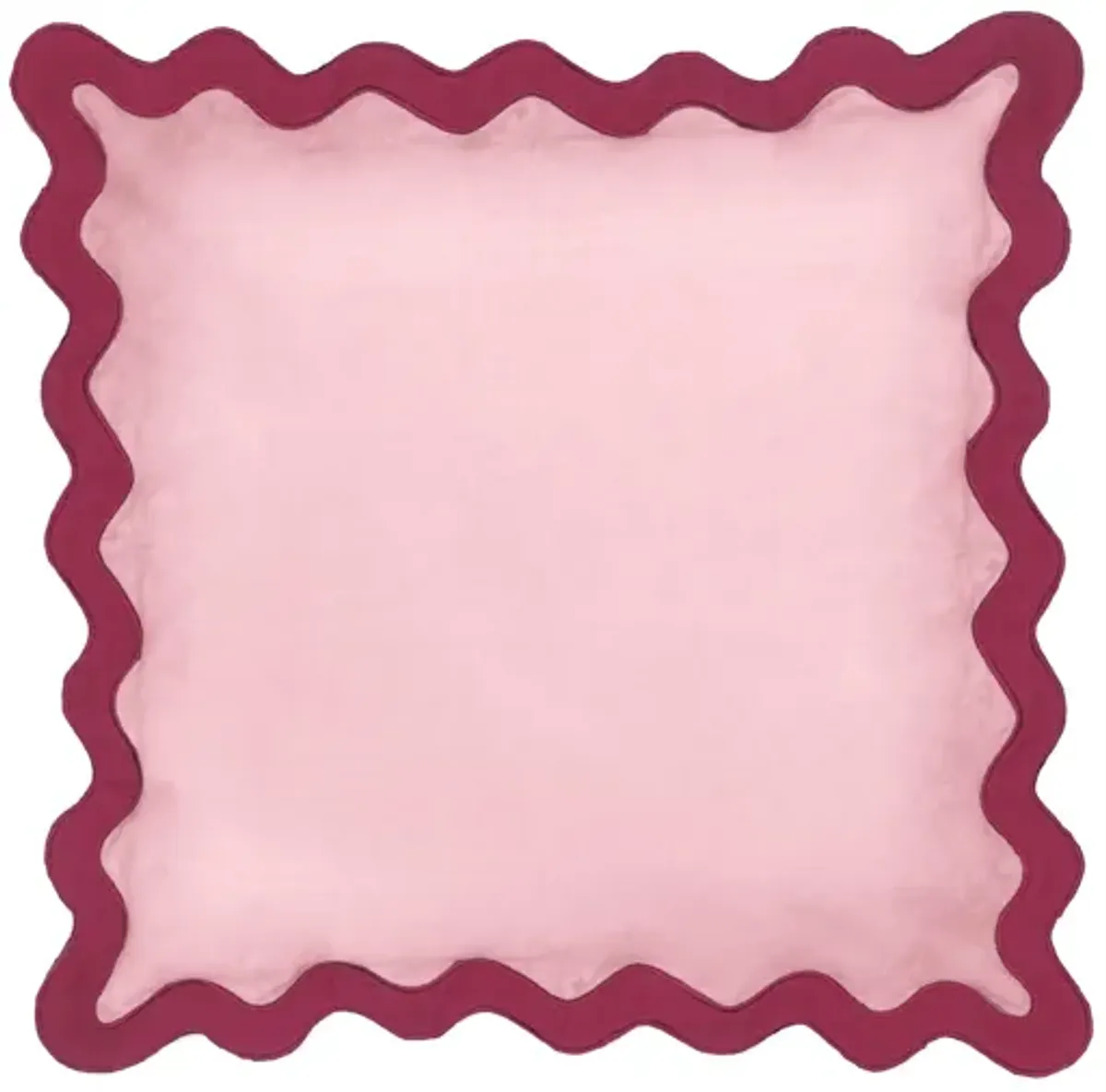 Scalloped Edge Magenta and Pink Cotton Velvet Throw Pillow