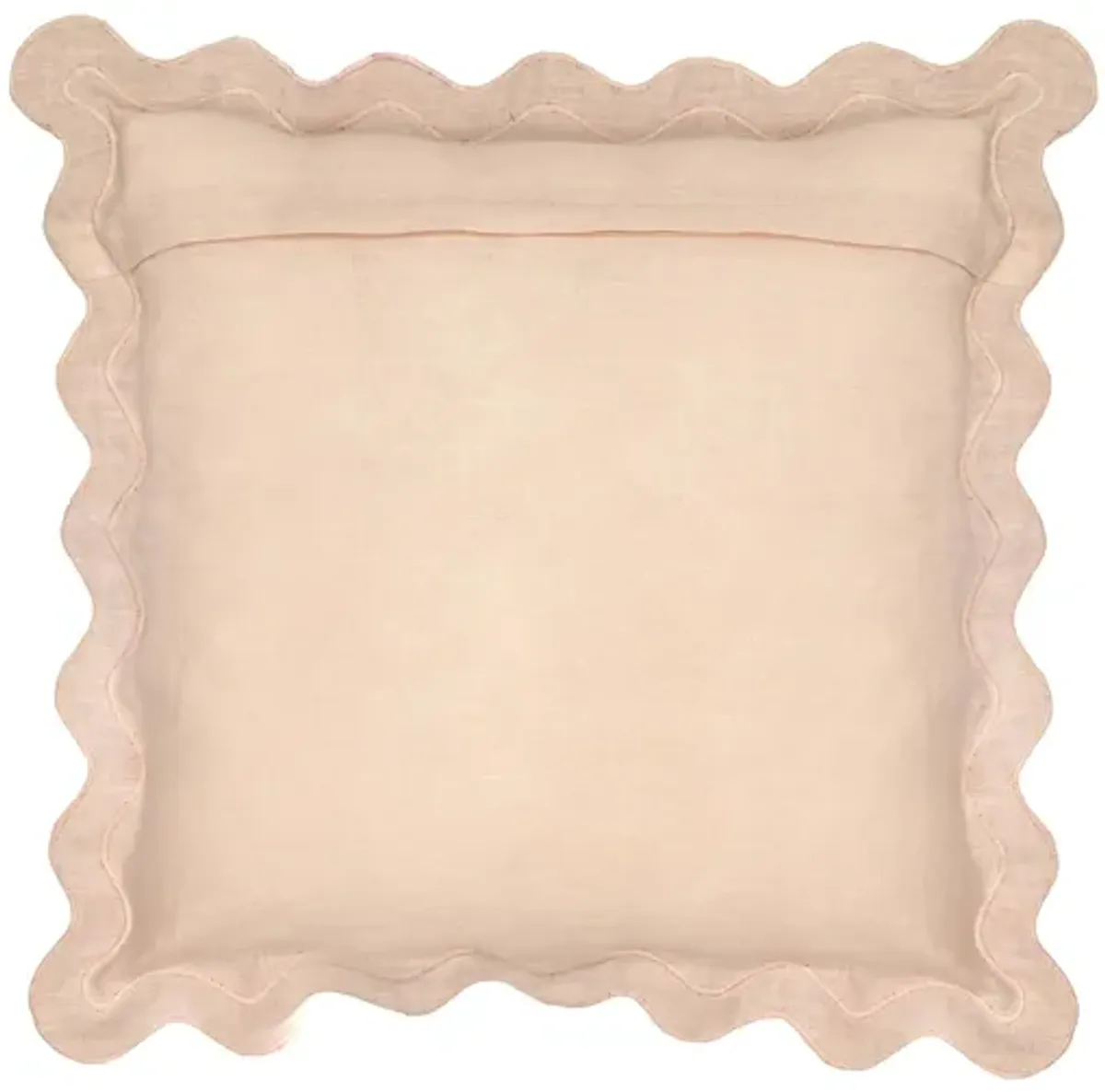 Scalloped Edge Cream and Rust Cotton Velvet Throw Pillow