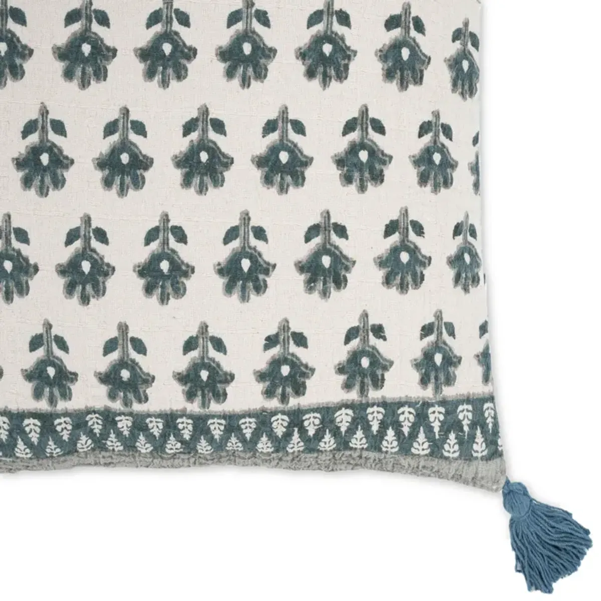 Blossom Printed Cotton Tassel 20 Inch Accent Cushion