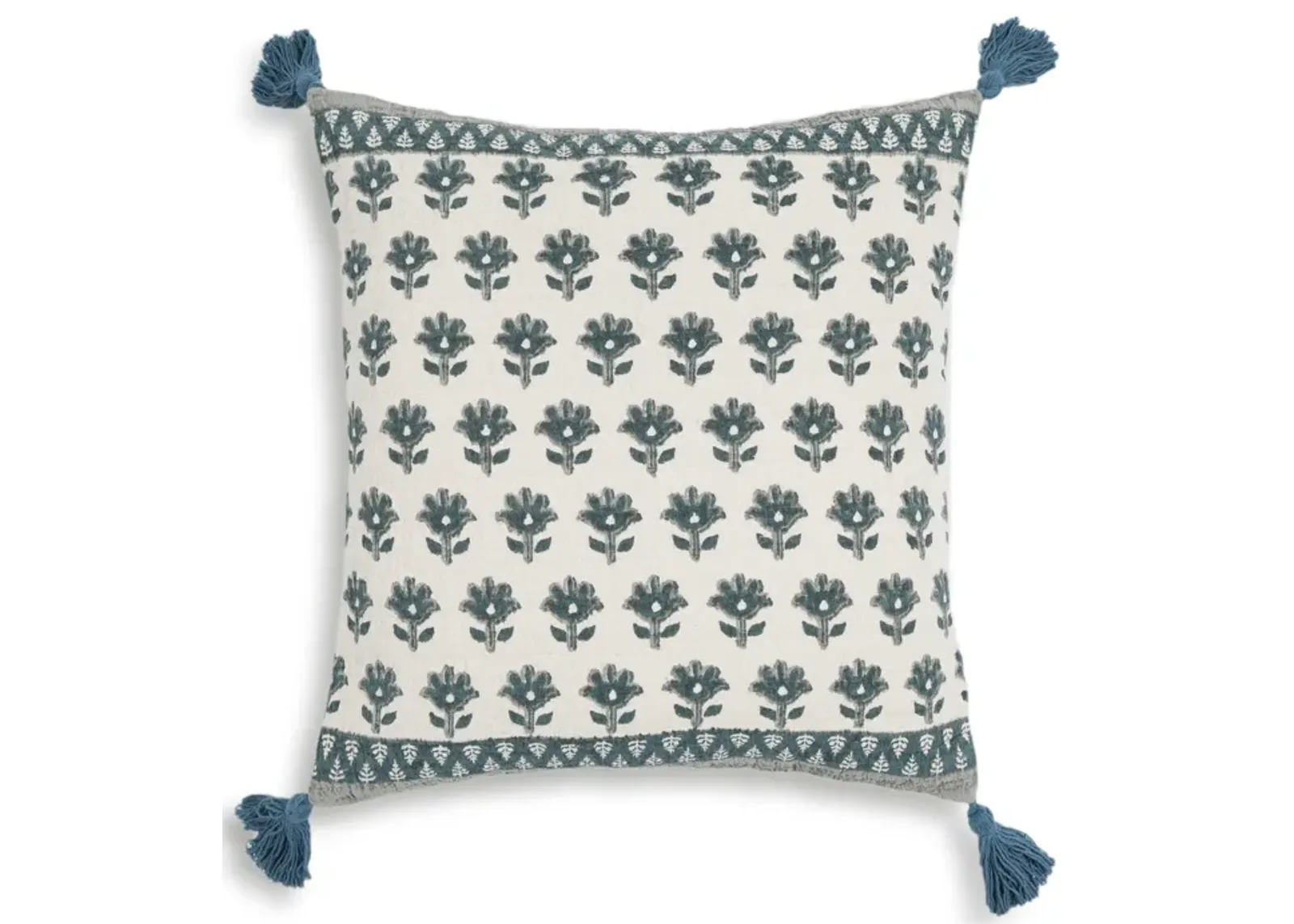 Blossom Printed Cotton Tassel 20 Inch Accent Cushion