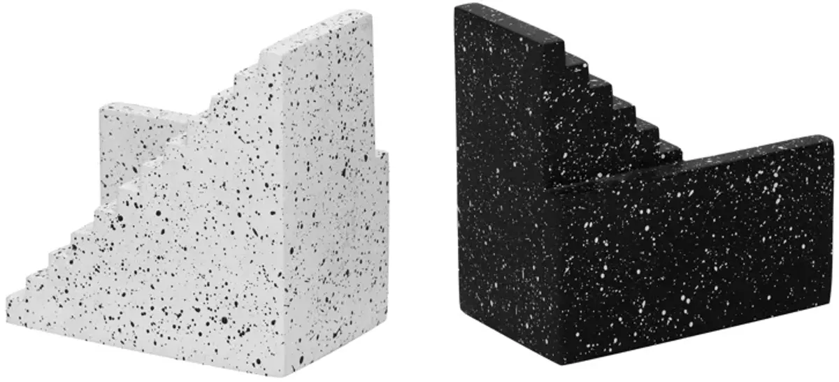 Gabby Speckled Black and White Stairway Bookends