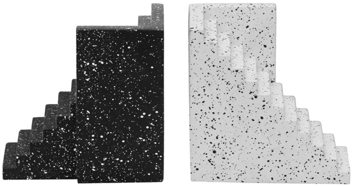 Gabby Speckled Black and White Stairway Bookends