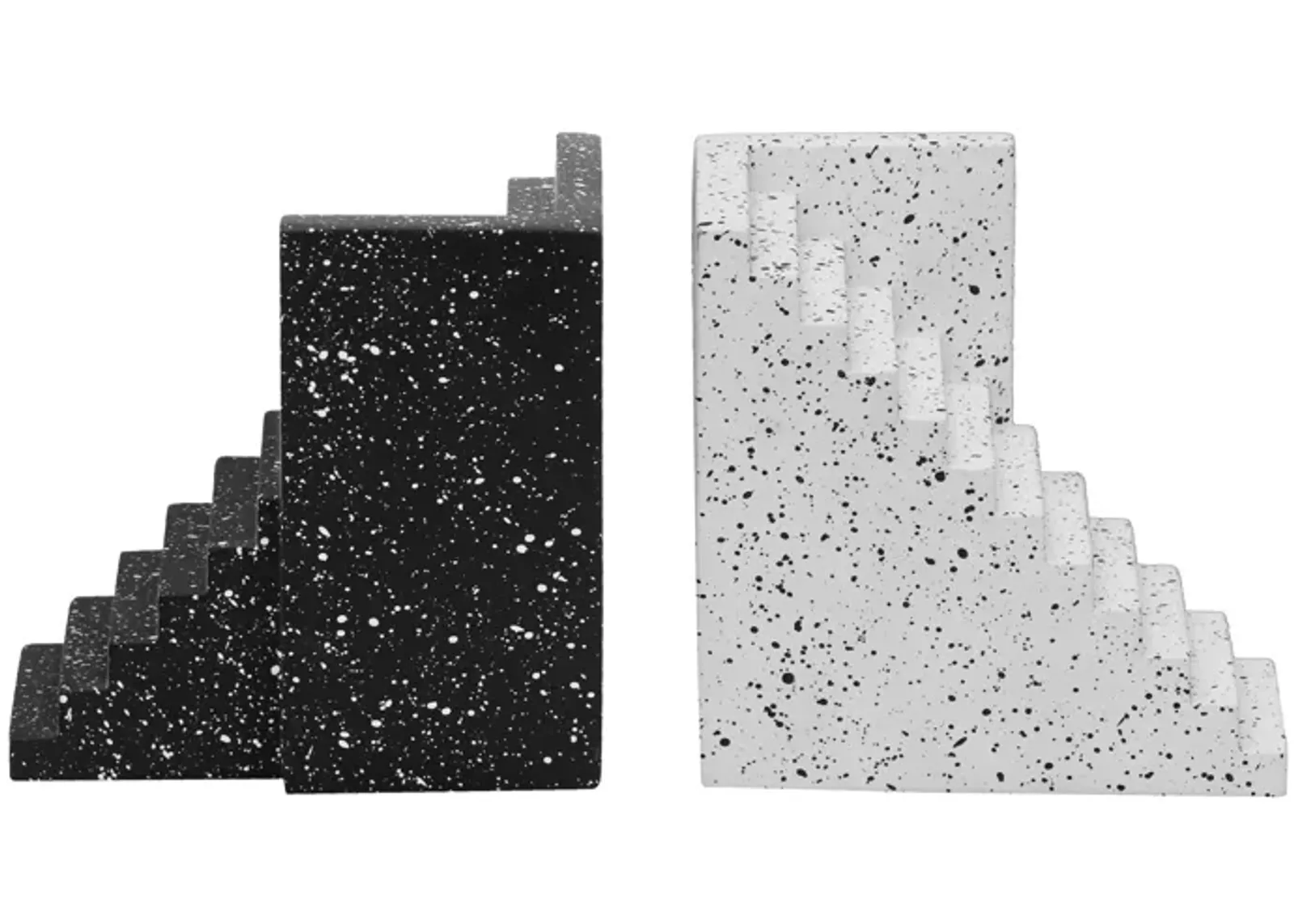 Gabby Speckled Black and White Stairway Bookends