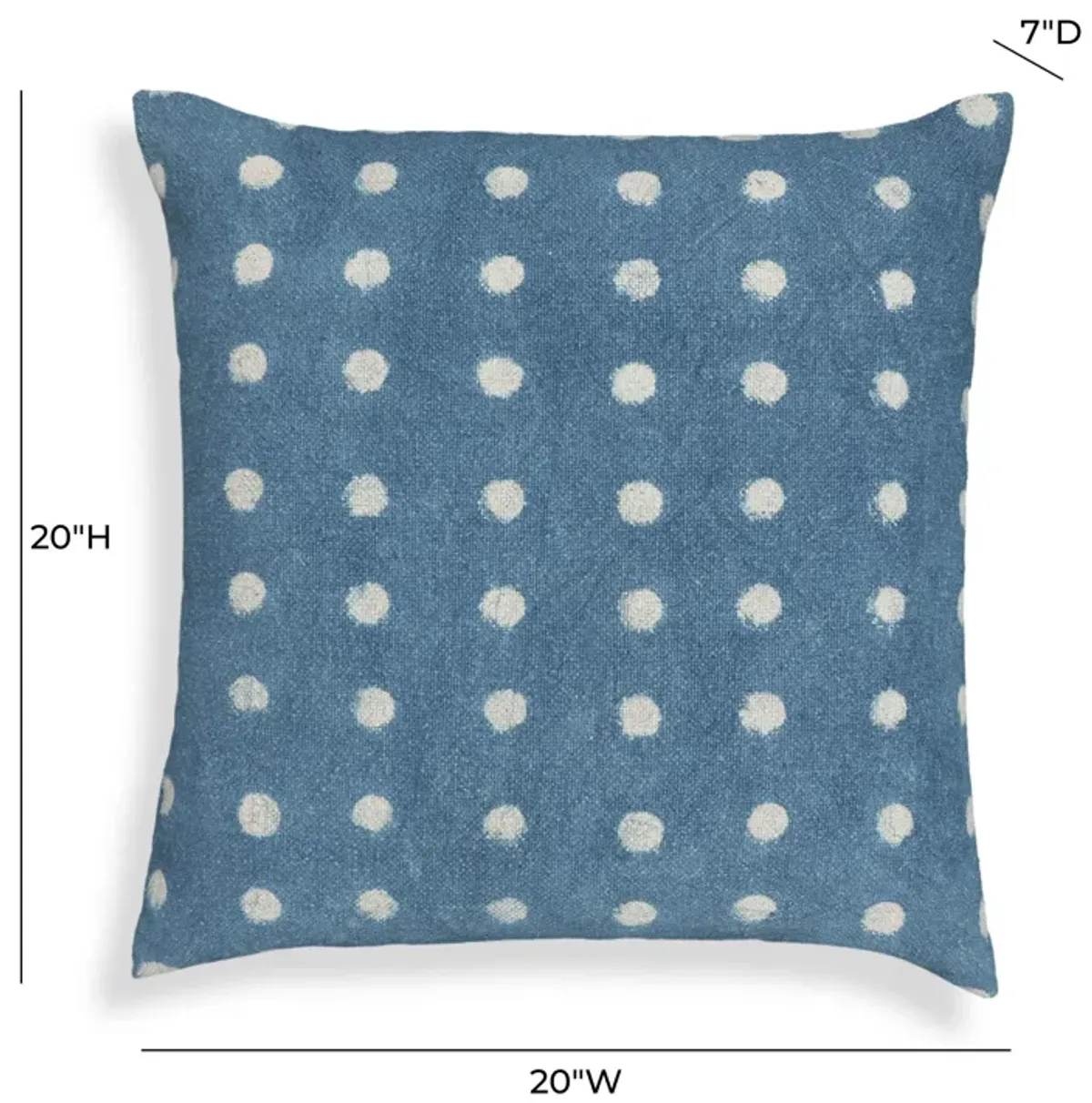 Indigo Dots Cotton 20" Square Accent Pillow