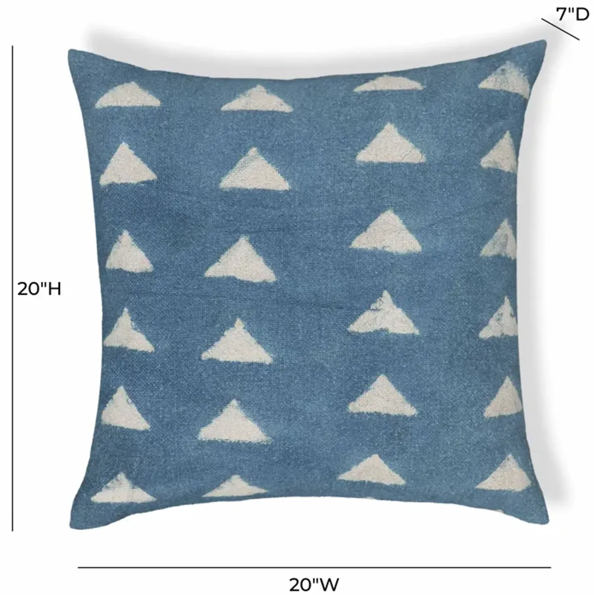 Indigo Triangles Cotton 20" Square Accent Pillow