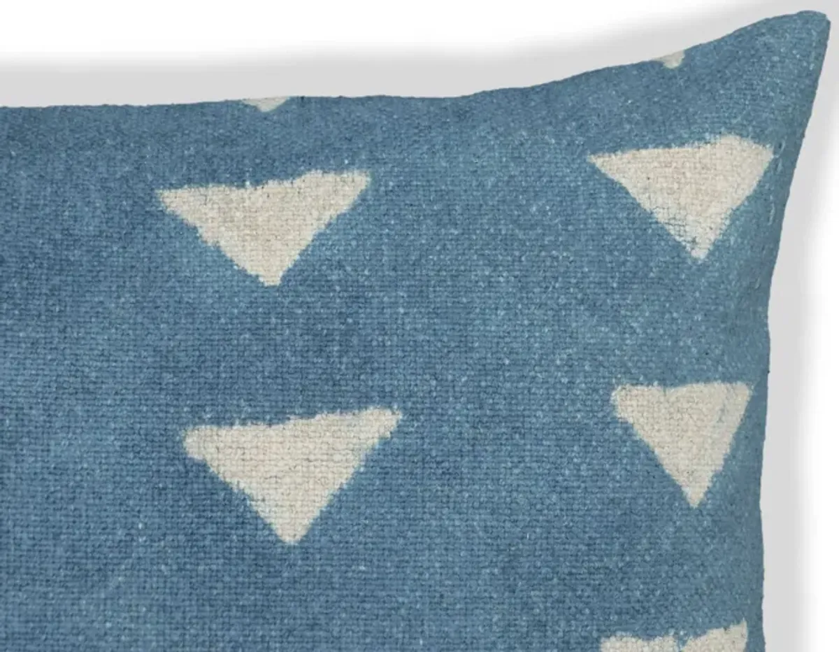 Indigo Triangles Cotton 20 inch Square Accent Pillow