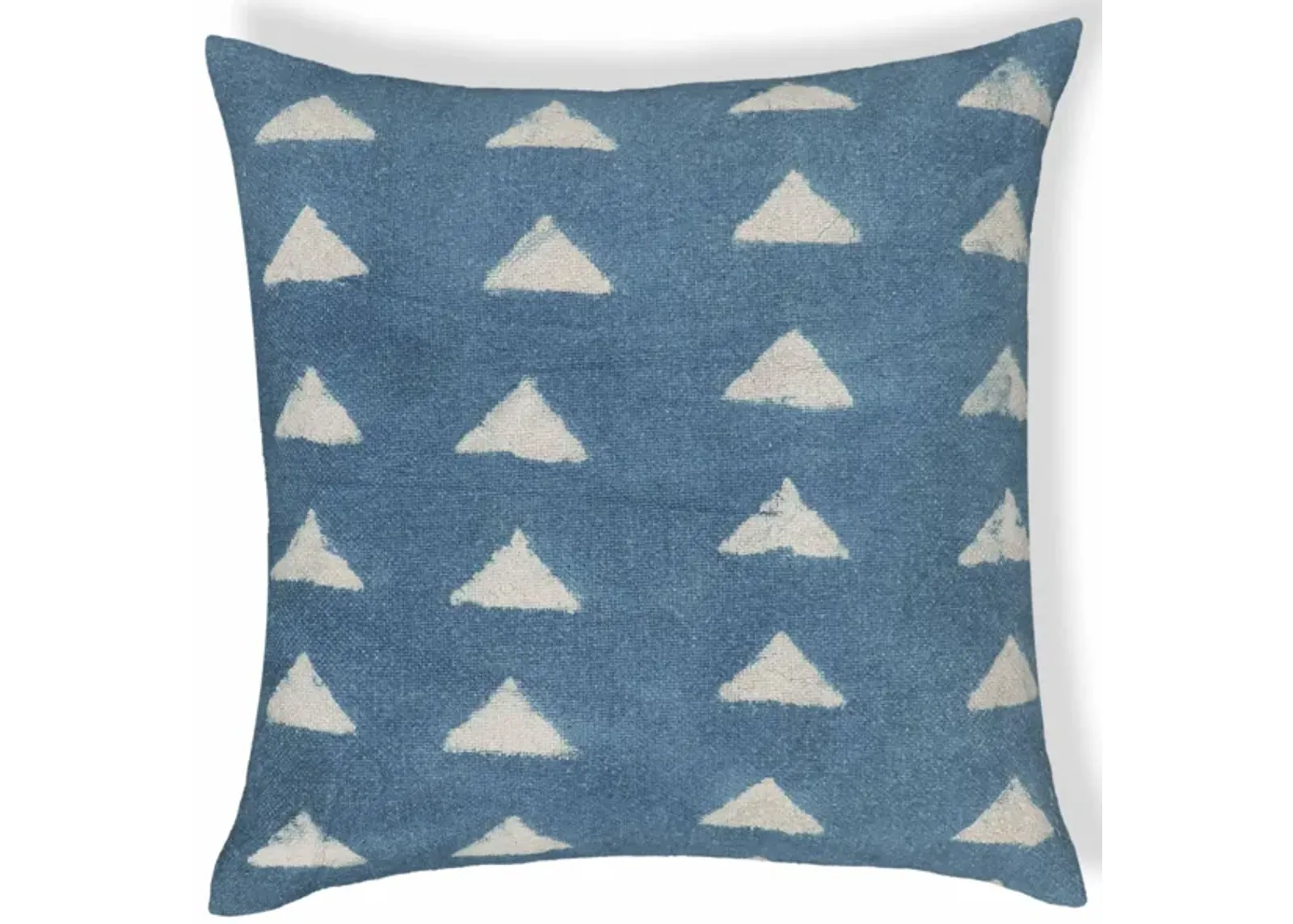 Indigo Triangles Cotton 20" Square Accent Pillow